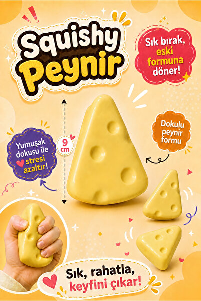 Nandy Kids Peynir Squishy 9 cm Sukuşi Yumuşak Sık Bırak Stres Oyuncağı Esnek ...