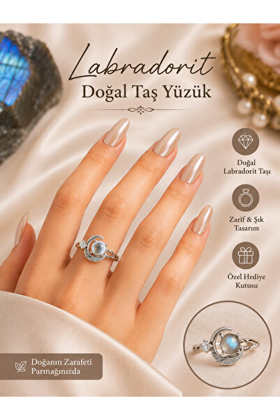 The Magıc of Healıng Labradorite Natural Stone Moon Detailed Special Design W...