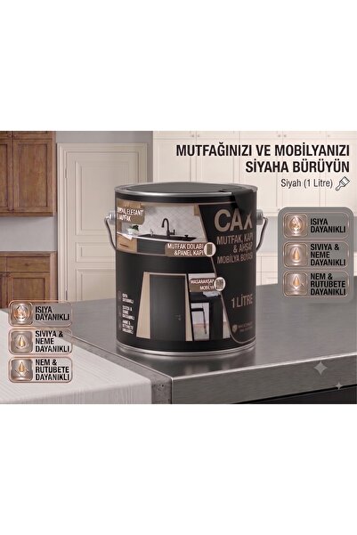 caxcolors CAX Mutfak Dolabı ve Panel Kapı Boyası 1 Lt - Isıya Neme Dayanıklı ...