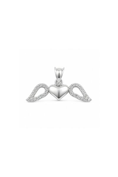 Flippy 925 Silver Chain Pendant, Jolie Silver, Heart with Wings Pattern, with...