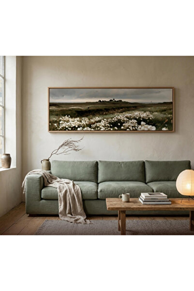 dekorodam Ahşap Çerçeveli Panoramik Oturma Odası Salon Tablosu