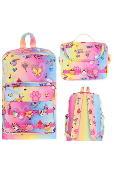 KAUKKO fancy rainbow 2 li set çanta ve beslenme