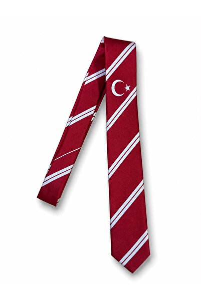 CREWTURK Tie "Red White Striped Single Crescent Star"