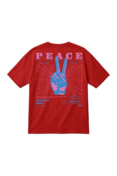 barsdepo Υπερμεγέθες Unisex T-Shirt – Μπλουζάκι με στάμπα Peace, Ρετρό Street...
