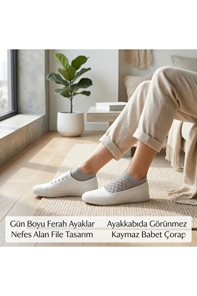 Genel Markalar Kadın Fileli Babet Çorap 5’li Set – Nefes Alan, Görünmez, Esnek ve İnce Yazlık Çorap