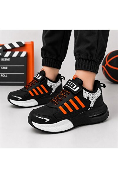 Black Flex حذاء رياضي للأطفال من جرافيتي باللون الأسود والبرتقالي 31-35