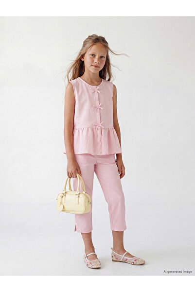 LC Waikiki Vizyon New Season Bow Detailed Girls' Shirt