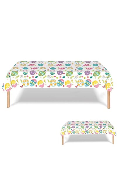 Generic Easter Tablecloth, Disposable Plastic Table Cover, Bunny and Egg Prin...