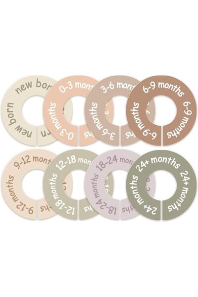 Generic Tazweeq 8 Pcs Baby Closet Dividers for Clothes, Warm-Colored Round La...
