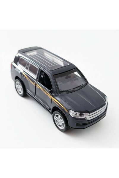 farddad Anthracite Toyota Land Cruiser Metal Toy Car, Pull-Back Mechanism, Opening Front Doors, Panoramic Roof 4X4 Suv, 13 cm 1:32