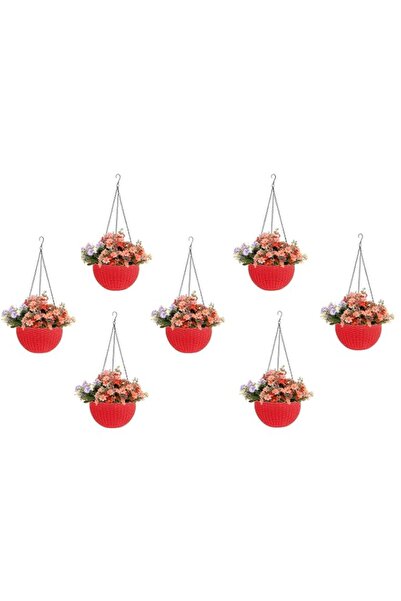 Generic Go Hooked Plastic Hanging Planters, Red, Pot Diameter-7.1 Inch, Pot H...