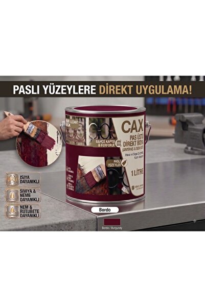 caxcolors CAX Pas Üstü Direkt Uygulanan Antipaslı Sentetik Metal Boyası 1 Lit...