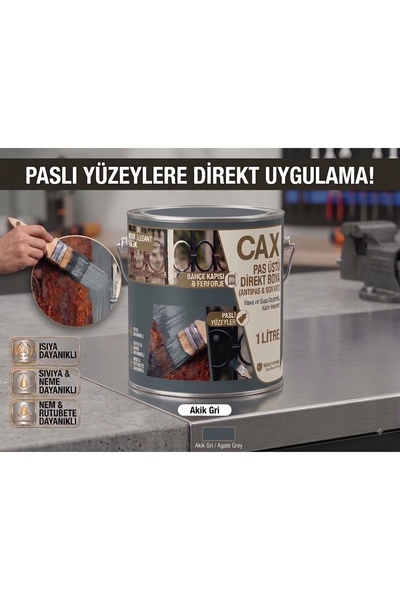 caxcolors CAX Pas Üstü Direkt Uygulanan Antipaslı Sentetik Metal Boyası 1 Lit...