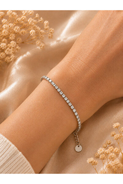 KARHEDİYE Women's Stone Tennis Bracelet Elegant Single Row Stone Stylish Brac...