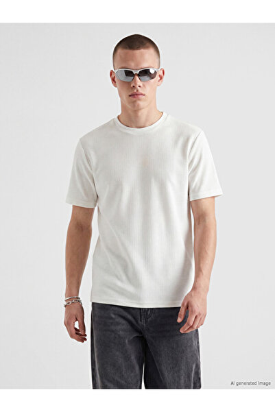 LC Waikiki Rmz Gi̇yi̇m Farkiyla Zero Roba Collar Textured Men's T-Shirt