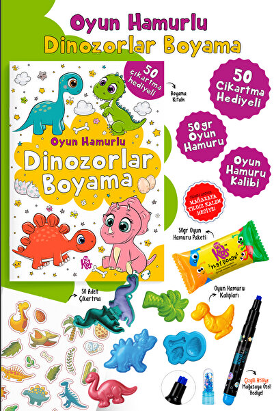 Parodi Yayınları Oyun Hamurlu Dinozor Boyama Kitabı - Çocuk Etkinlik Seti- 50...