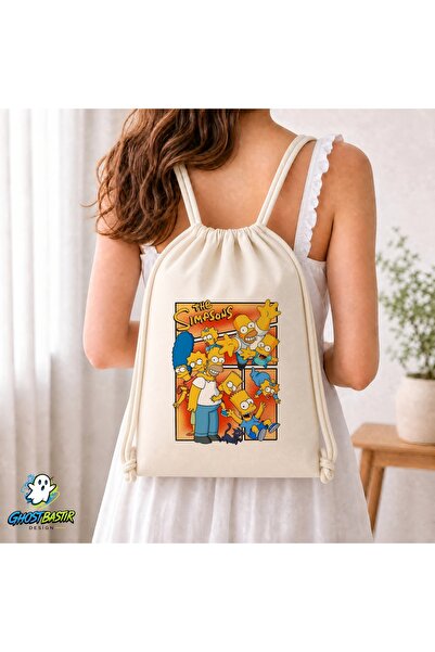 Ghostbastır Design Simpsons Drawstring Linen Bag C277