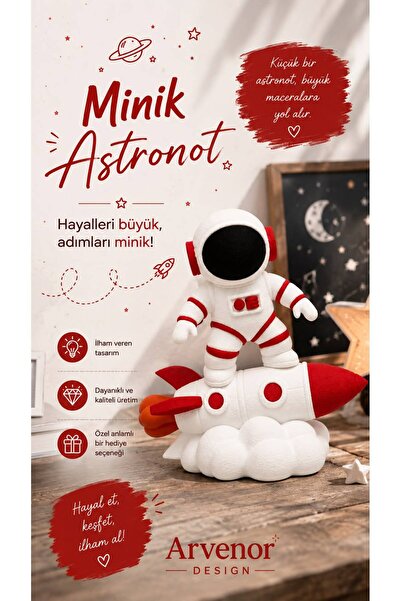 ARVENOR Minik Astronot | 15cm | Dekoratif Biblo & Oyuncak | 3D Baskı