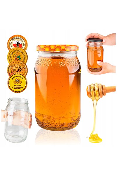 SuperButelki Borcan Clasic din Sticla cu Capac Metalic, 900 ml, Transparent, ...
