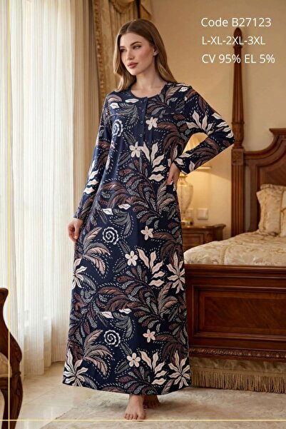 big mama Primum Cotton Plus Size Printed Rink Viscose Mother Nightgown - Rela...