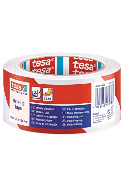 OEM tesa 60760 marking tape, white + red, indoor / outdoor, 33 m x 50 mm