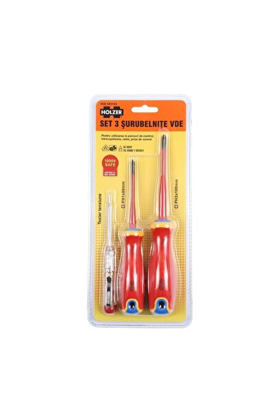 OEM Set of 3 screwdrivers, Holzer VDE583103, 1000 V insulation