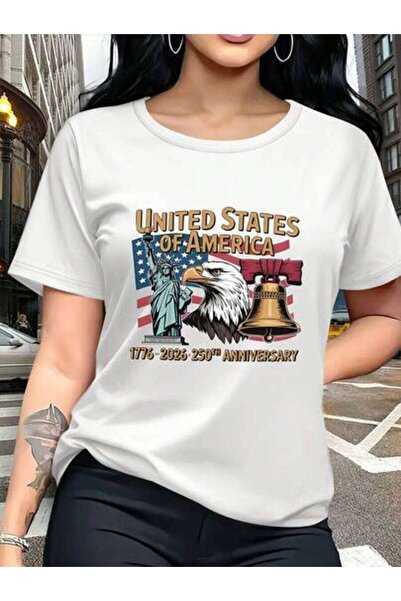 2BIR Women's US 250th Anniversary American Comfort Shirt Short Sleeve Round N...