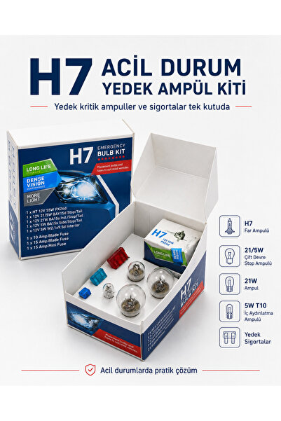 DuoLight H7 Acil Durum Yedek Ampül Kiti Sigorta Seti Far Stop Park İç Aydınla...