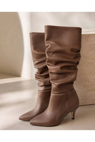 İncimoda Livamod Women's Bellows Boots Pointed Toe Thin Heeled Below the Knee...