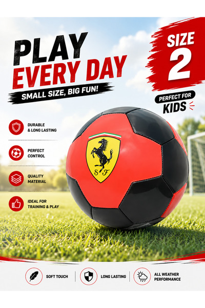 Ferrari Soccer Ball Size 2, Durable Football for Kids Training, Soft Touch, Q...