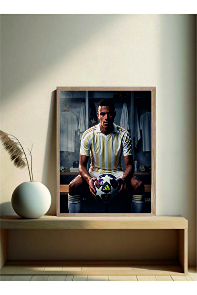 MOR TABLO Poster Sarı Lacivert Mason Greenwood Ahşap Çerçeveli Tek Parça Futb...