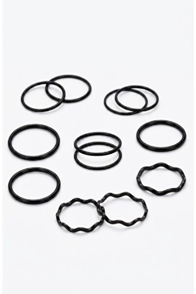 Ervalina Set of 12 Black Rings and Joint Rings
