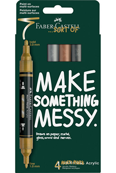 Faber Castell Blister 4 markere acrilice multimark culori metalizate faber-ca...