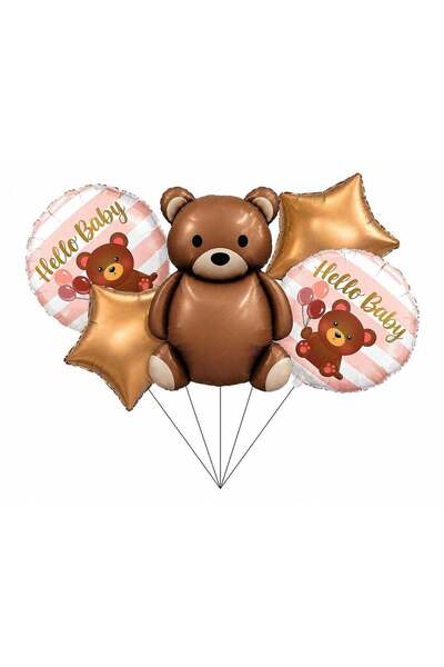 Adana Pasta Malzemeleri Bear Set of 5 (Fly-Beer/Set 08) Foil Balloon