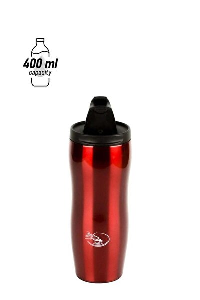 BASURRAH Vacuum Flask for Preservation of Heat, Red, Steel, 400 ml