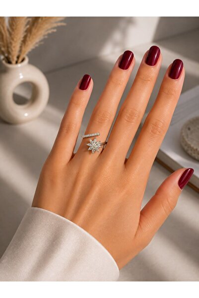 MARE BUTİK North Star Zircon Stone Adjustable Steel Ring – Silver