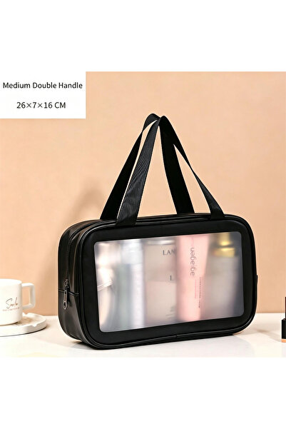 Generic Brand 1pc Large‑Capacity Toiletry Bag, Semi‑Transparent Frosted Porta...