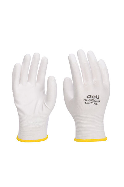 MC Micostore Manusi protectie pereche 2 buc poliester cauciucat albe xl deli