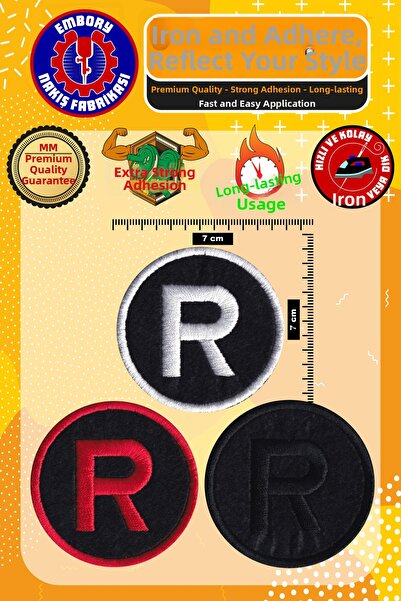 Embory Iron-On Embroidered Patch, Letter R (3 Pcs) Iron-On Embroidery Woven A...