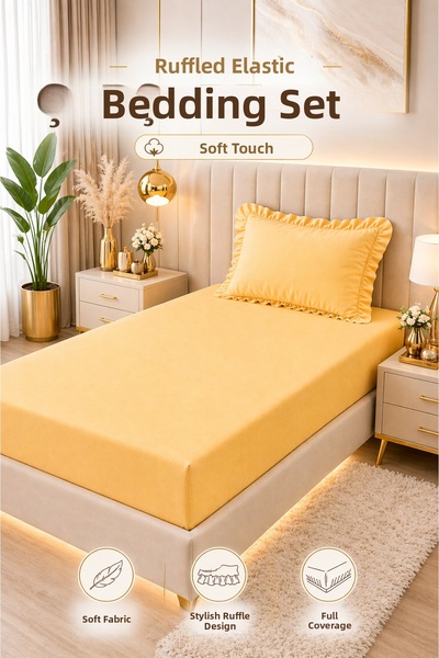 Madame Home Σετ Ελαστικών Σεντονιών Premium Μονόμεγεθος με Βολάν, Βάθος Γωνία...