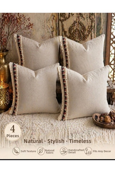 oiphome fashion designer Κάλυμμα μαξιλαριού Bohemian, φυσικό λινό 43x43, ακατ...