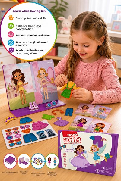 TOYFEST لعبة تلبيس ميكس بيكس المغناطيسية من بويدو، لعبة تعليمية للفتيات من عم...