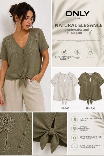 ONLY Top tricotat kaki pentru femei 15371083