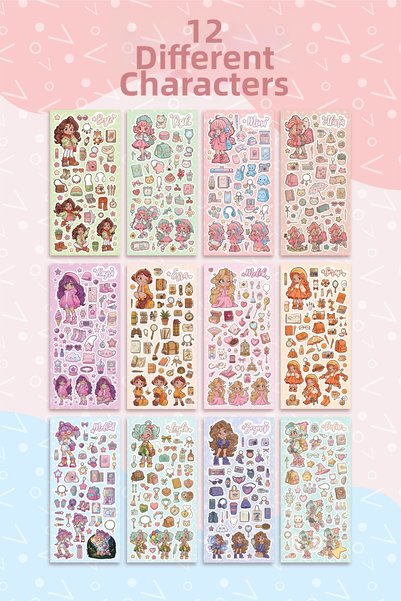colortouch Sweet Ladies - 500 Stickers - 12 Different Characters - Agenda, Diary, Planner