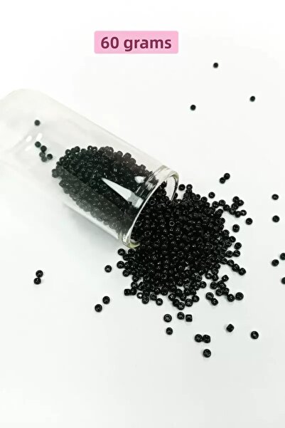 Mestore Bulk glass sand beads (11/0) 2 mm - 60 grams - black - bnc045