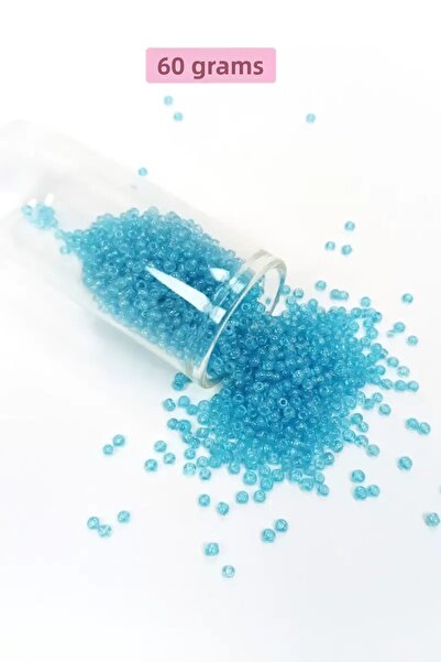 Mestore Bulk glass sand beads (11/0) 2 mm - 60 grams - transparent cyan - bnc058