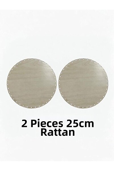 aladepo (2 Pcs) 25 cm Circle Cream Color Rattan Weaving Base Single-Sided Mdf