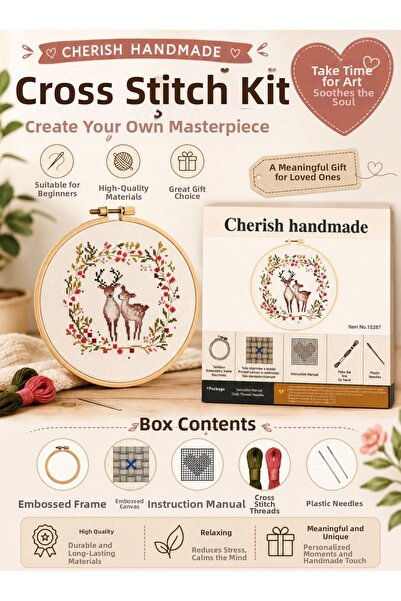 seymatabur 28 X 28 Printed Embroidery Kit Deer