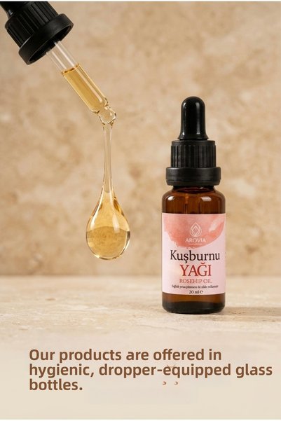 AROVİA Rosehip Seed Oil 20ml - Cold Pressed Pure and Natural (Rosehip Seed Oil)