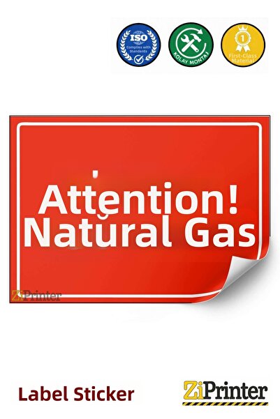ZiPrinter Attention! Natural Gas Warning Sign Sticker 70X100 cm